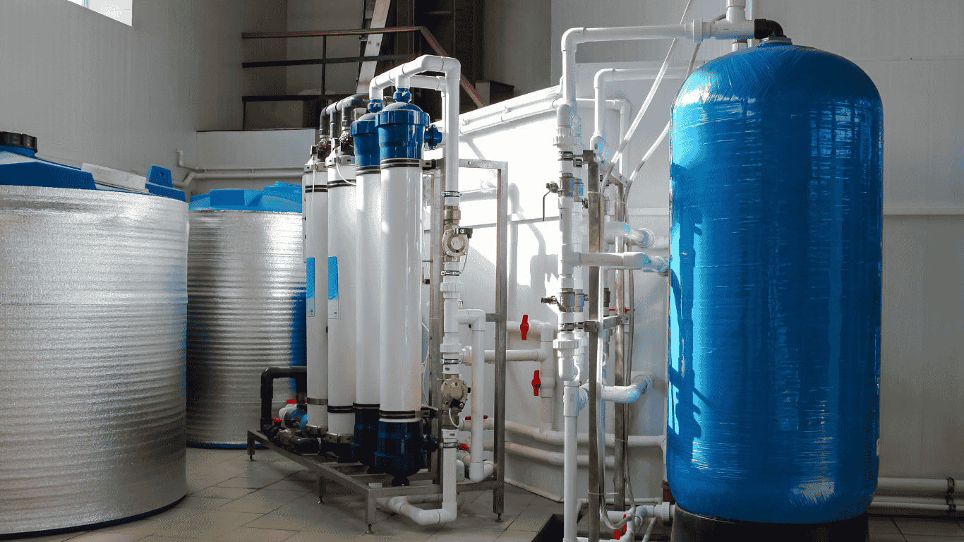 This image shows an industrial storage tank designed for reverse osmosis water systems, featuring a pre charged internal bladder rated to 100 psi. The tank includes a top-mounted valve for system connection, and an additional valve is visible for maintenance access, while a third valve configuration allows operators to pressurize the tank correctly.  The tank’s large diameter supports high-volume applications, and the blue color helps visually identify the unit within a treatment system. A technical note on this product page may add important guidance for installation and operation. The design includes reinforced materials and fittings that manufacturers offer for industrial reliability.  Customers often check reviews to confirm performance, and detailed reviews highlight ease of installation and pressure stability when using reverse osmosis water storage solutions.