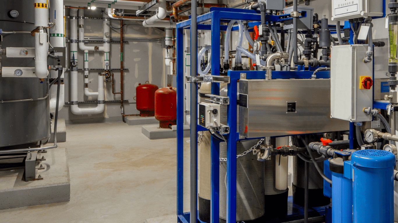 Industrial water treatment systems in a modern industrial facility highlight industrial water treatment and water treatment solutions designed for industrial processes and manufacturing processes. This water treatment system and other treatment systems manage industrial water and process water using reverse osmosis, ion exchange, activated carbon filtration, and water softening to remove contaminants, inorganic contaminants, suspended solids, dissolved solids, dissolved minerals, and hardness ions. Water treatment chemicals and chemicals support the treatment process by removing contaminants, controlling corrosion, equipment fouling, bacteria, microbial growth, and scale formation caused by mineral deposits and heavy metals.

The system maintains water quality and water chemistry as water passes through process equipment and industrial equipment under high pressure, using cation exchange and softening resin to treat feed water and raw water from municipal water, brackish water, and drinking water sources. These treatment systems support cooling tower performance, cooling water stability, and distribution system reliability across water systems in the manufacturing industry. Designed for industrial applications and industrial use, including food processing, pharmaceutical manufacturing, and power generation, this industrial water treatment process improves product quality, reduces operating costs, lowers energy costs, and supports efficient processes with treated water, purified water, and high purity water for varying types of applications.