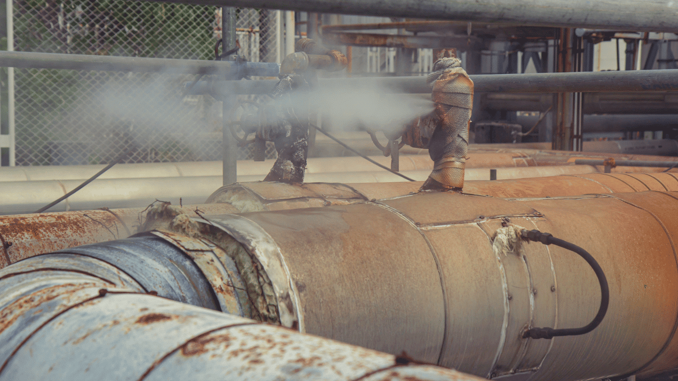 Corroded steel pipe in an oil and gas industry facility showing pipe corrosion, external pipeline corrosion, protective coatings, and pipeline integrity.